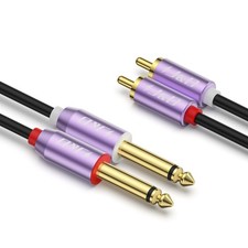 J D Dual 1/4 inch TS to RCA Cable, Purple Aluminum Alloy 3 Feet,