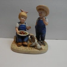 Home Interiors 1985 DENIM DAYS HOMCO Summer Harvest Porcelain Figurine #1507
