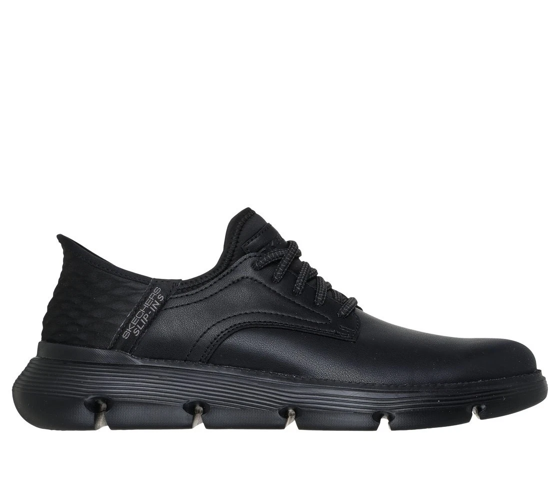 SKECHERS - Gervin Slip-Ins - Mens Black Comfort Trainers Shoes - NEW!!!