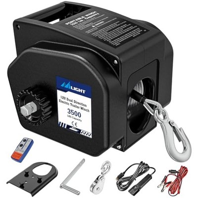  Boat Trailer Winch 3500 lbs Portable Electric Boat Winches 12 V DC Marine 