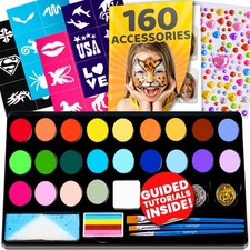 28 Color 28 Face Paint Kit  160pc accessories, 28