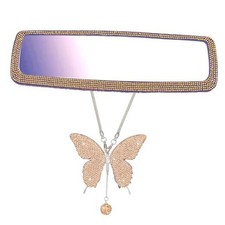 2 PCS Bling Car Rear View Mirror Accessories Set with Crystal Champagne