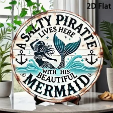 2D Flat - 2D flat2D Flat Surface,1pc,Room Decoration Ocean Scenery Round Aluminu