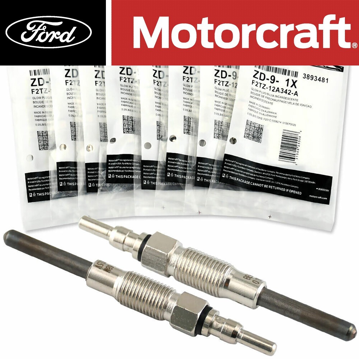 8X ZD09 F2TZ12A342A Motorcraft Diesel Glow Plugs for Ford F250 F350 F59 7.3L