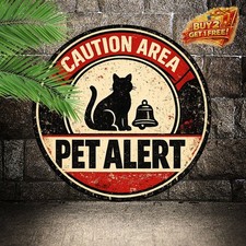 Beware of Dogs 2D Metal Logo Durable Round Tin Wall Sign