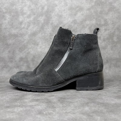 Cole Haan Womens Oak WP Black Suede Ankle Shearling Boots Shoes 8.5 B