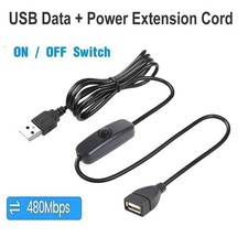 1M 2M USB Male To Female Extension Cable With On Off Switch Data Transfer And