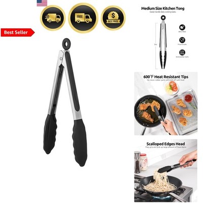 Heat Resistant Kitchen Tongs Silicone Cooking Tool 9 Inch Non Stick Rubber Tips
