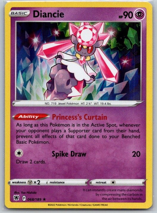 Diancie 068/189 Holo Rare Astral Radiance Pokemon Near Mint