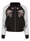 New Ladies Full Zip Floral Embroidered Satin Bomber Jacket Sizes 8-18