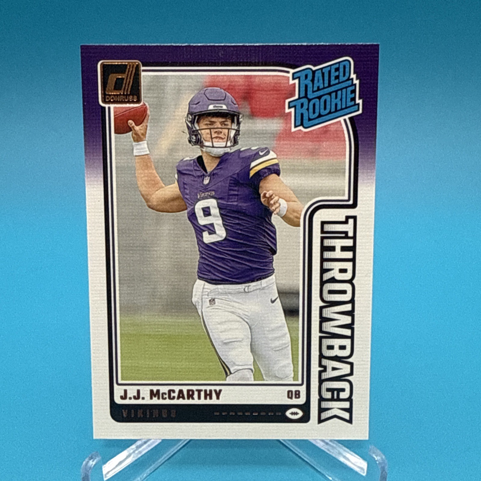2024 Panini Donruss Rated Rookie Throwback #2 JJ McCARTHY Vikings RC Card