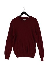 Jack Wills Men's Jumper M Red Cotton with Wool Round Neck Pullover
