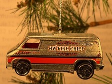 FIRE CHIEF TRUCK '74 Chevy Van Chevrolet 1974 CHRISTMAS TREE ORNAMENT XMAS