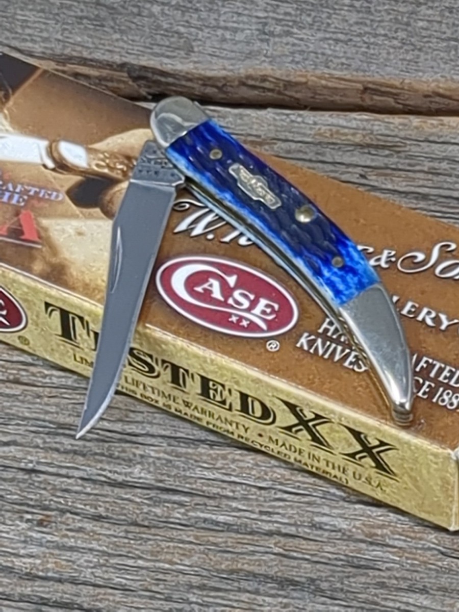 Case XX 610096 SS Tiny Toothpick Knife Blue Bone Handle 2000 w
