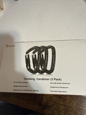 QTY 3 Favofit AC43 Twist Lock Climbing Carabiners 25KN 5620lbs Limit Black
