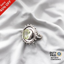 925 Silver Green Amethyst Stone Wife Anniversary New Band Channel Set Boho Ring