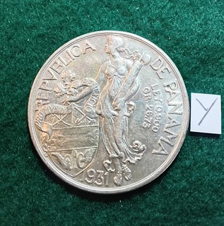 1931 Panama 1 Balboa Large Silver Coin 0.900 high grade