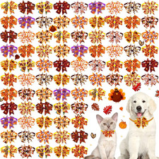 80 Pcs Fall Bow Ties for Dogs Cats, Thanksgiving Dog Neck Bowties