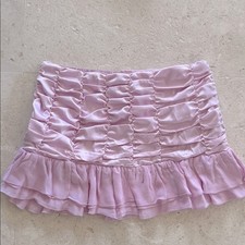 NWT 128 ANTHROPOLOGIE Maeve satin ruched mini skirt L