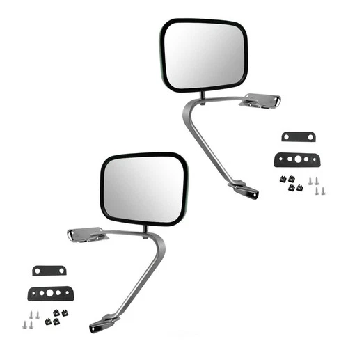 Door Mirror Set-Manual Stainless Steel Finish 2 Piece Mirror Set TRQ MRA09098
