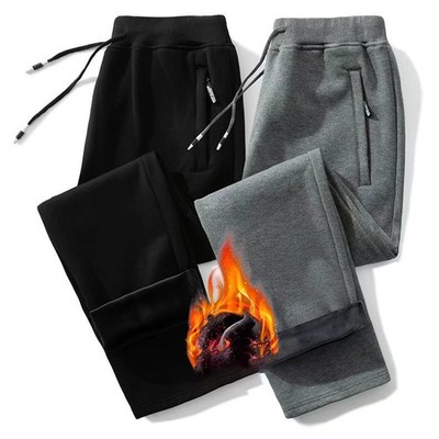 Einfarbige lockere Herrenhose gerades Bein warm Samt und Seitentaschen Design