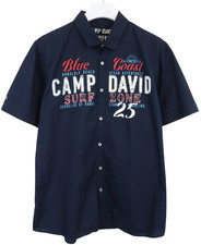 CAMP DAVID Regular Fit Shirt Men's XL Navy Blue Logo Short Sleeve