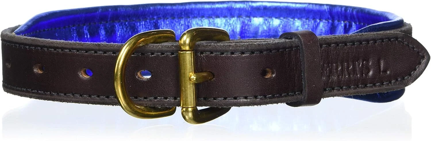 X Small Black Blue Leather Dog Collar Soft Lambskin Handmade USA