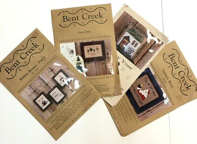 Bent Creek Counted Cross Stitch 4 Pattern Lot Christmas Holiday Santa's Wish EUC