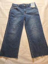 Girls' Mid-Rise Wide Leg Crop Jeans Cat  Jack Dark Wash Size 16