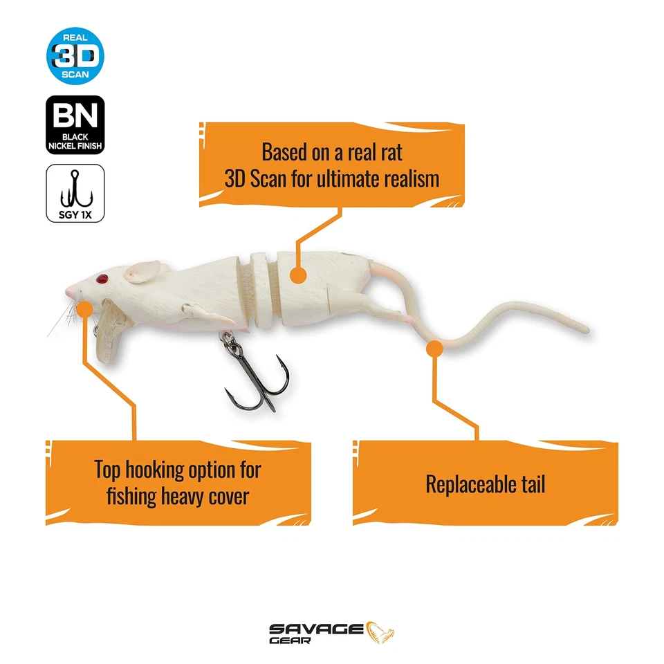 20cm White 3d Rat Floating Lure - Image 2 of 4