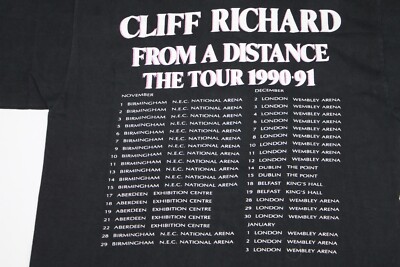 Vintage 90s Cliff Richard Shirt From A Distance The Tour 1990-91