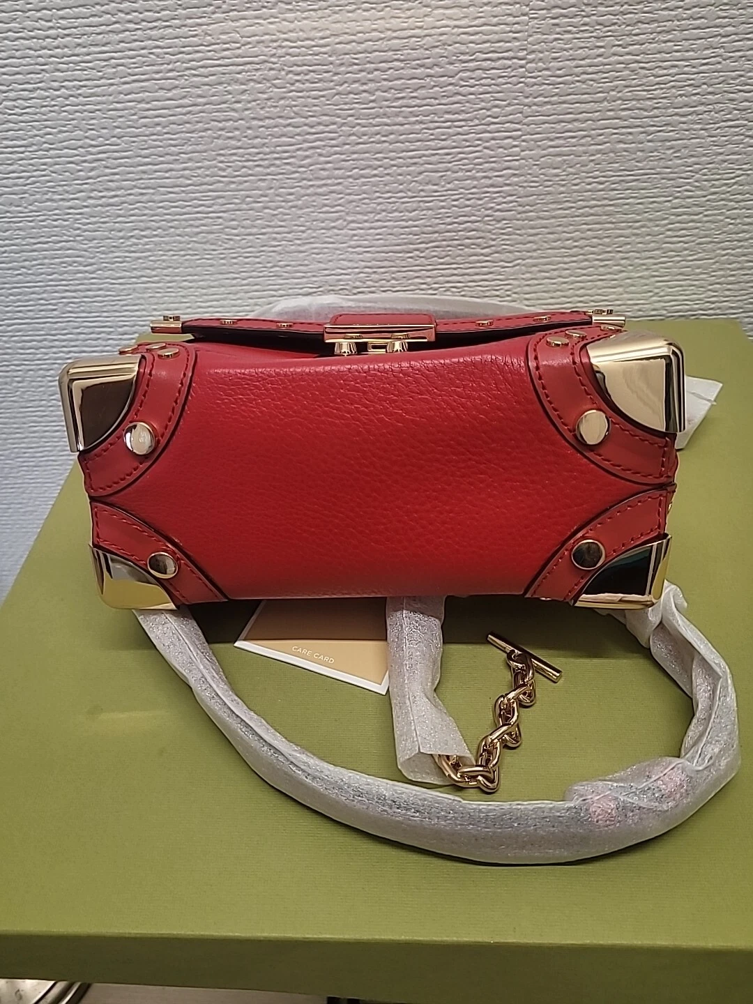 CUSTODIA BORSA BORSA TRENO MICHAEL KORS PELLE ROSSO BRILLANTE NUOVA CON ETICHETTE $398 difficile da trovare!
