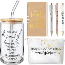 6-Pcs Employee Appreciation Gift Set for Women, Thank You Gifts, Cup, Bag White