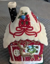 Blue Sky Heather Goldminc Christmas House Tea Light Candle Holder 11.5" 2017