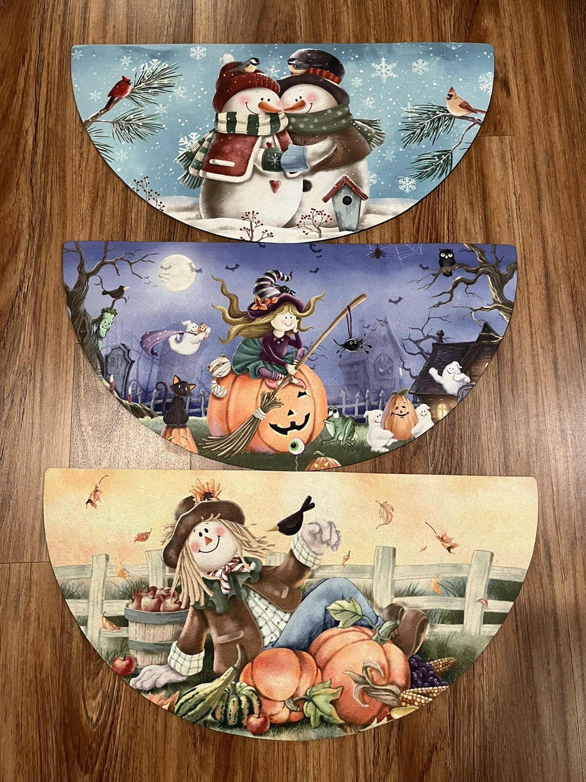 3 - Half Round Rubber Door Switch Mat, Decorative Halloween, Fall & Christmas