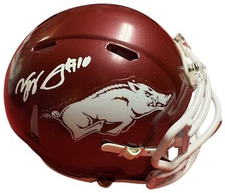 Arkansas Razorbacks Taylen Green Signed Speed Mini Helmet JSA Certified