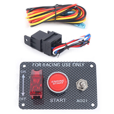 Universal Ignition Engine Start Push Starter Button Panel 3-stage Racing Car New