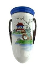 Gold Castle Chikusa Hand Painted Pagoda Landscape Porcelain Wall Pocket Japan