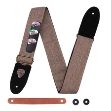 Guitar Strap with Genuine Leather Ends, Guitar Strap Button