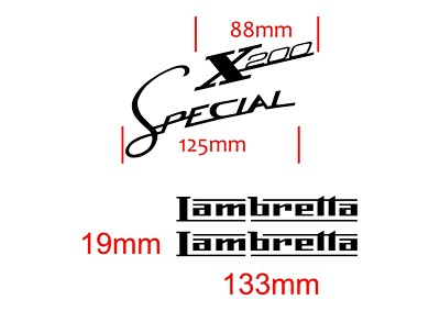 lambretta Special X200 leg shield scooter vinyl set as pic all colours available