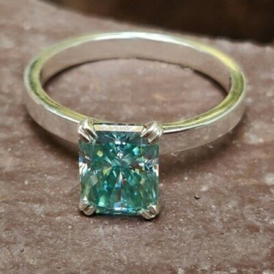 #ad Certified 3.70 Ct Blue Diamond Radiant Cut Solitaire Ring 925 Silver Ring $106.91