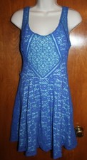 CANDIE'S Jrs. Small SLEEVELESS DRESS (blue lace w/ green lining) EUC