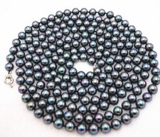 Beautiful 8mm Rainbow Black South Sea Shell Pearl Round Beads Necklace 18-100"