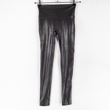 Spanx Faux Leather Leggings Womens Sz Medium Black Pull On Mide Rise Stretch