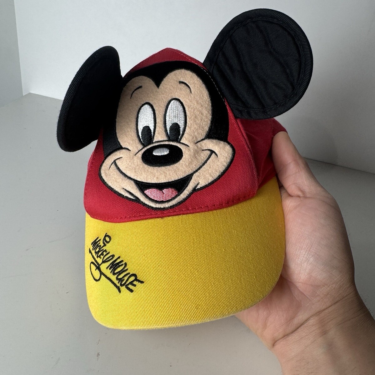 Disney World MICKEY MOUSE Baseball Cap Hat with Ears Youth Red And