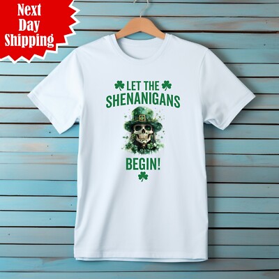 Let The Shenanigans Begin T-Shirt Rundhals bedruckt St Patricks Day Unisex T Top