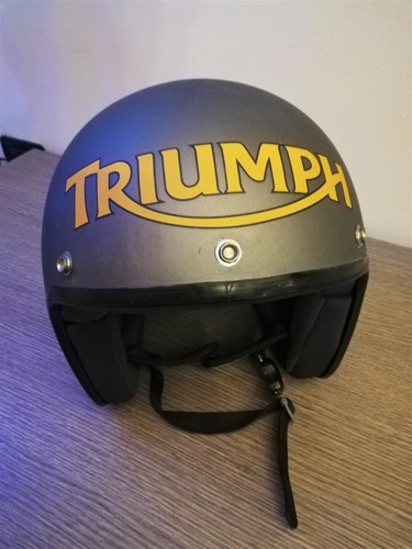 CASCO VINTAGE GRIGIO GRAFITE OPACO CON LOGO TRIUMPH USATO TG.M | eBay