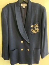 Size 8P Talbots Nautical Navy Blue Double Breasted Blazer
