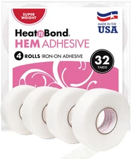 Hem Tape Iron-On Adhesive, 4 Rolls, 3/4 Inch X 8 Yards Each, Total 32 Yards, Whi