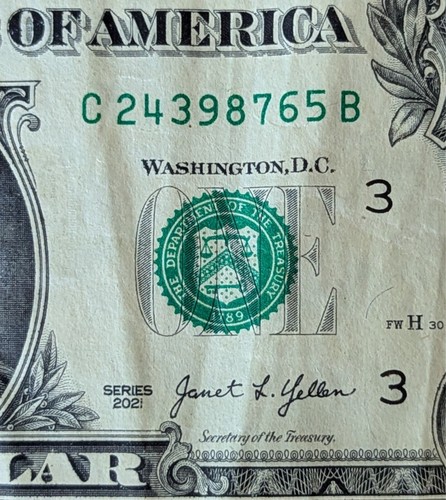 2021 $1 fancy serial, complete scattered mixed ladder, 1 to 8. C 24398765 B
